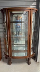 Antique Bow Front China Cabinet Curved Glass Lighted Philadelphia Furniture Co
