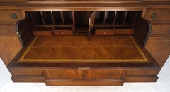 Charak Mahogany Inlaid Individual Bubble Glass Butlers Desk Breakfront Cupboard