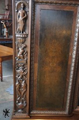 Massive Antique Renaissance Revival Walnut Carved Knockdown Bookcase Armoire