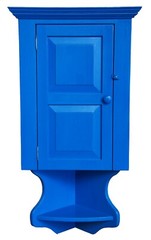 Roscoe Village Early American Blue Hanging Corner Cupboard Cabinet Farmhouse 43″