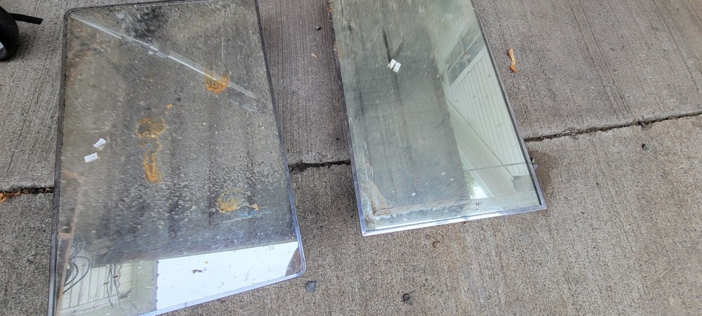 1960s Mid Century Modern Medicine Cabinet Bathroom Mirror Steel No Shelves rust