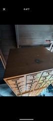Vintage Solid Oak 60 Drawer Library Card Catalog File Cabinet