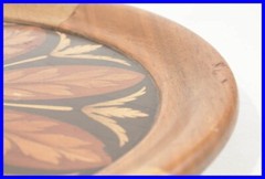 1880 wooden Plate Tablette w FLORAL intarsia / for dice or gambling table
