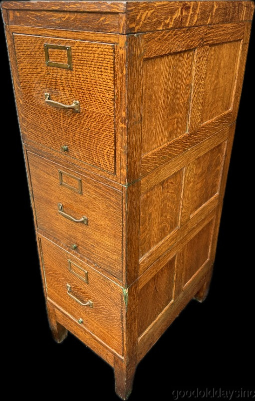 Beautiful Antique Paneled Oak File Cabinet Globe Sectional Stacking Cabinet 51″H