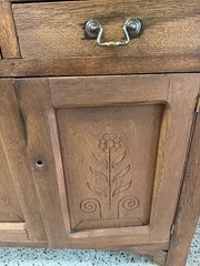 Late 1800 antique oak pie safe, a utilitarian cupboard designed for storage