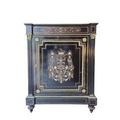 19th Century French Napoleon III Style Ebonized Cabinet Floral Inlay