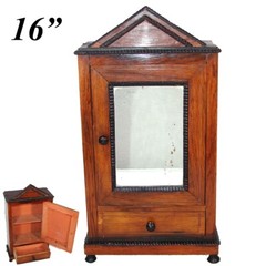 Antique French Charles X Ebeniste’s Apprentice Doll Sized 16″ Miniature Armoire