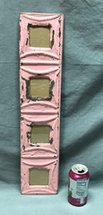 VTG 5×23 Multi Quad 3″ Photo Tin Ceiling Metal Picture Pink Frame Old 1839-25B