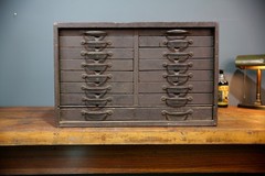 Antique 15 Drawer Wood Apothecary Cabinet Vintage Tool Box typeset watchmaker