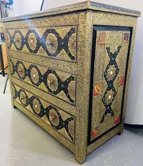 Palatial Hollywood Regency Commode, Chest, Nightstand in Brass and Ebony, a Pair