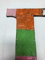 Decorative Salvaged Tin Ceiling 16″ Patchwork Mix Color Metal Letter D 1611-23B