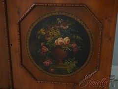 F69770: Vintage Chippendale Adams Style Display Cabinet w. Paint Decoration