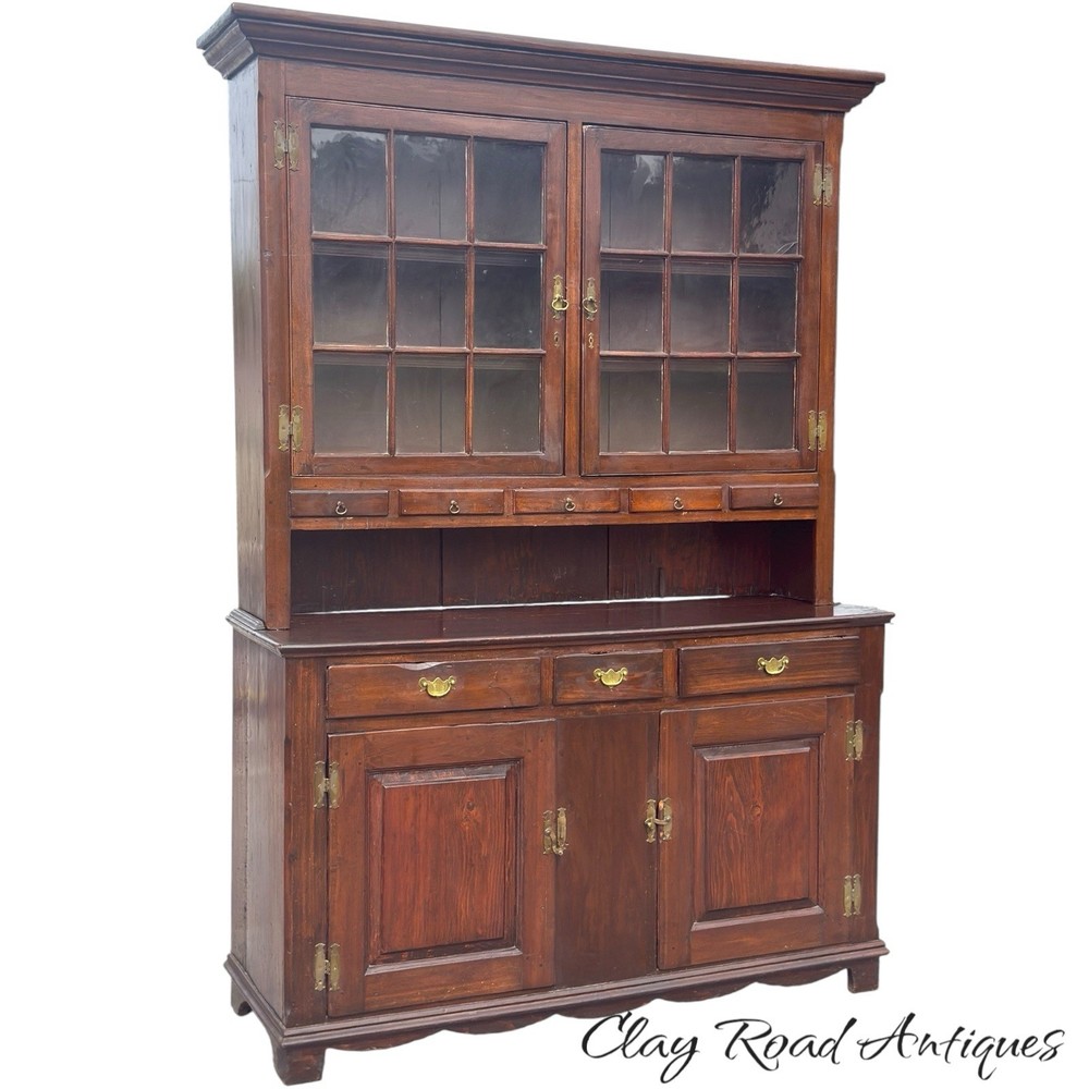 Antique Softwood dutch cupboard stepback spice drawers cabinet country primitive