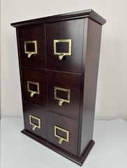 Vintage Style Card Catalog Cabinet 6 Drawer Wood Apothecary Storage Organizer