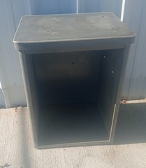Vintage MCM Steel cabinet Side Table steelcase style steampunk tanker gray grey