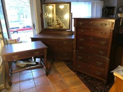 Antique 3 Piece 19th Century Continental Bronze Mounted & Inlayed Bedroom Set