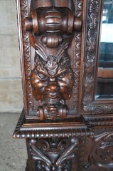 Important Pair Antique R.J. Horner Renaissance Revival Mahogany Bookcase Cabinet