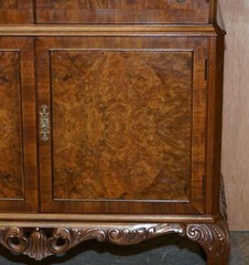SUBLIME ART DECO DRINKS CABINET WITH EXQUISITE BURR WALNUT PANELS CABRIOLE LEGS