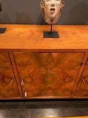 ART DECO CABINET CONSOLE BURLWOOD VENEER 5 DOORS FRANCE OR USA EARLY 20TH C.