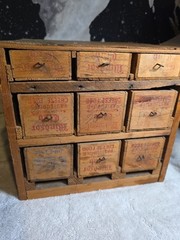 Windsor Cheese Box Parts Cabinet Store Display Hand Made 9 Drawer 12x12x12