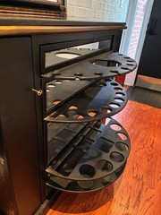 Black with Black Marble Top Oriental Bar Cabinet 17D”x45Wx42H. Plenty of storage
