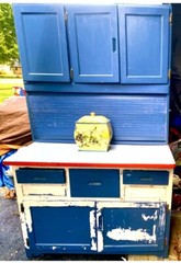 Antique Hoosier Style Cabinet Flour Sifter Enamel Slide Top Farmhouse Cabinet