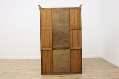 Arts & Crafts Antique Oak Display Bar Cabinet Leaded Glass #56542