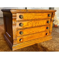 RARE Vintage J. & P. Coats Oak Spool Cabinet Brass Knobs Excellent Condition