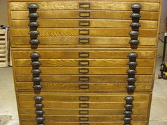 Vintage Dietzgen wood 20 drawer flat file map cabinet 45.5″ x 34.5″ x 61″ high