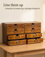 Modular Stackable Apothecary Cabinet 4 Drawer Desk Organizer – Retro Library Car