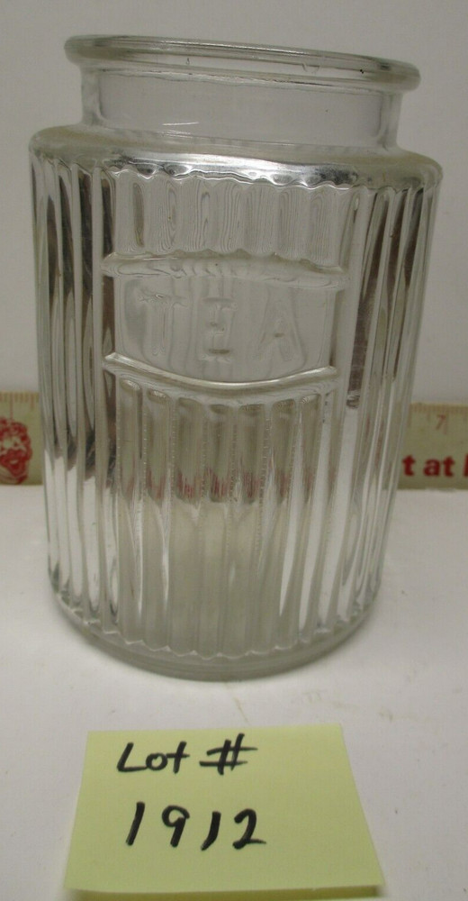 HOOSIER CABINET ORIGINAL TEA SPICE JAR GLASS LOT # 1219
