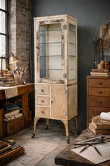 Antique Medical Cabinet Apothecary Glass Display Case Medicine Industrial VTG