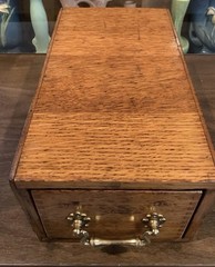 Antique Tiger Oak Card Catalog Index File Cabinet Single Drawer Dovetail