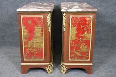 Extremely Rare Pair of Large Scale Signed Maison Jansen Chinoiserie Buffets