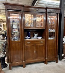 Antique Two Door French Empire Mahogany Bookcase China Display Cabinet 1880