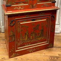 Chinese Chinoiserie Gilt Vermilion Red Cupboard / Cabinet