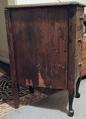 Antique Wooden Cabinet Brown Stained Finish Free Standing with Three Drawers