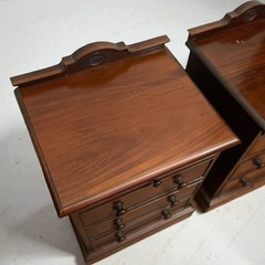 VICTORIAN BEDSIDE TABLES flamed mahogany NIGHTSTAND DRAWERS