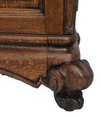 Vtg Country French Louis XV Quarter Sawn Oak China Cabinet Hutch Carved 1930s
