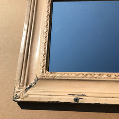 VTG Decorative Salvaged Tin Ceiling Shabby 23″SQ. Tan Metal Mirror Chic 1253-26B