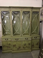 Karges Green and Gold Chinoiserie China Cabinet