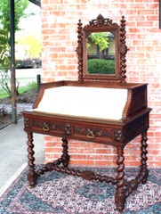 French Antique Louis XIII Oak Marble Top Dresser / Washstand/ Vanity
