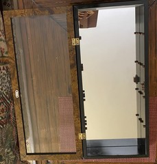 Gilt wood framed display cabinet with beaded edge decoration and 4 Glass Shelves