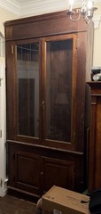 Solid Oak Antique Glass-Front Gun Cabinet / Bookcase