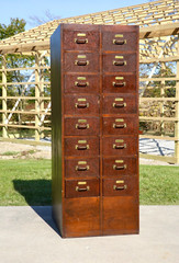 Vintage Library card catalog wood Apothecary Drawer file cabinet Antique NICE