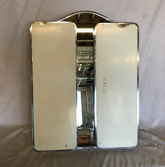 VTG 1950 Deco 26×37 Vanity Arch Top Tri-Fold Mirror Medicine Cabinet Old 649-26B