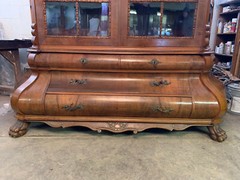 Antique Large Bombe China Display Cabinet 102 1/4″ L x 29 1/4″D x 90″H