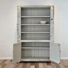 Antique English Primitive Original Paint Farmhouse Pantry Cupboard Cabinet Fir