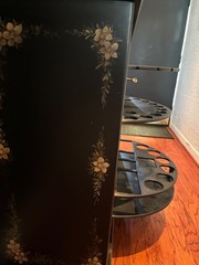 Black with Black Marble Top Oriental Bar Cabinet 17D”x45Wx42H. Plenty of storage