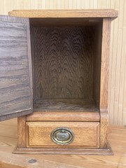 Antique Oak Apothecary Medicine Cabinet Bevelled Mirror Drawer 1920s/30s